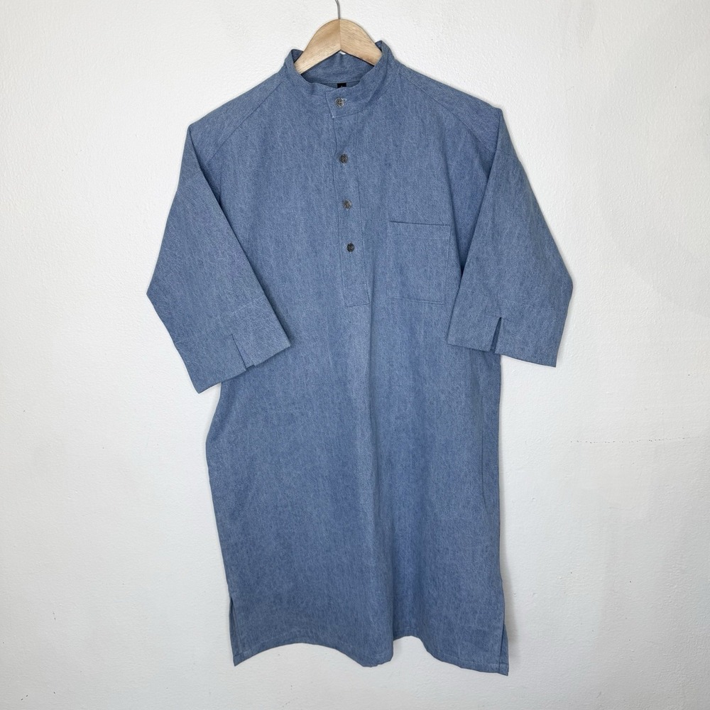 Hovden Blue Cotton Tunic Top Scandinavian Workwear Work Minimalist Women's Small